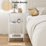 TUTOTAK Record Player Stand with Storage Up to 100 Albums，Record Storage Table,3 Tier End Table with Charging Station,Side Table for Living Room, Bedroom, White TB01BW076 TUTOTAK