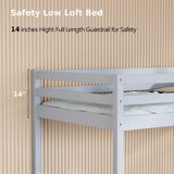 VINGLI 47'' Twin Low Loft Bed with Stairs - Sturdy Pine Wood Frame in Grey for Kids and Teens VINGLI