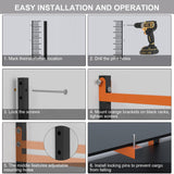 Olgsibb Lumber Storage Rack, [2024 Upgrade] Folding Lumber Rack Wall Mount, Heavy Duty Metal 8 Level-32 Inch Wood Storage Rack for Garage Storage Organization Olgsibb