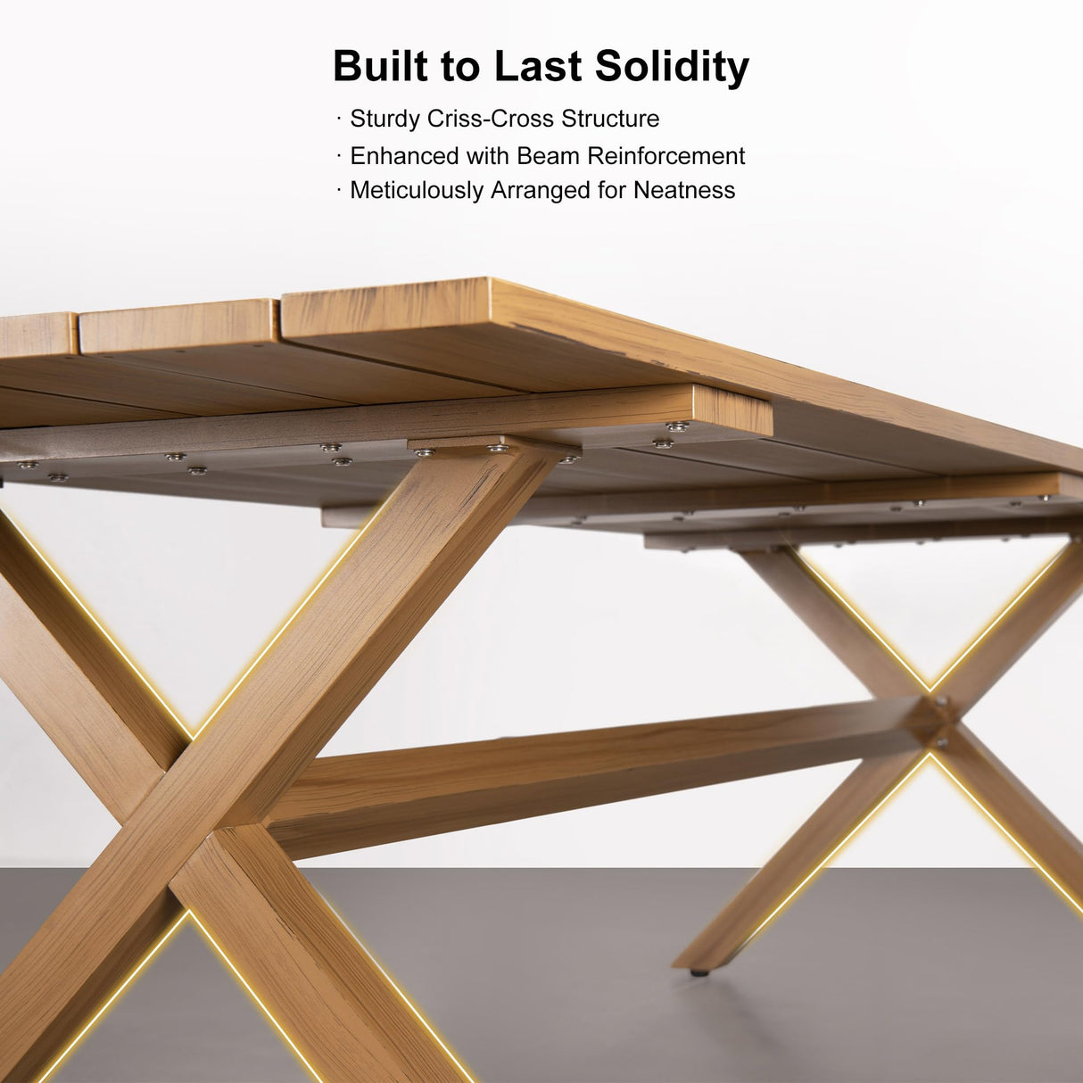 PURPLE LEAF 11 Pieces Patio Dining Set Wicker Outdoor Furniture Rectangular Table and Chairs Set for Garden Deck Teak-Finish Aluminum Frame Backyard Kitchen Set, Cushions and Pillows Included PURPLE LEAF