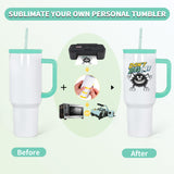 FECBK 40oz Sublimation Tumbler with Handle and Straw, Leak-Proof Insulated Tumblers Bulk Keeps Cold for 34 Hours, Stainless Steel Double Wall Vacuum Insulated Sublimation Blank, Mint, 4 Pack FECBK
