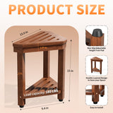 Shower Foot Rest 15 in, Acacia Shower Stool for Shaving Legs,Corner Bath Shower Bench with Starage Shelf for Inside Small Shower Spaces MISSEND