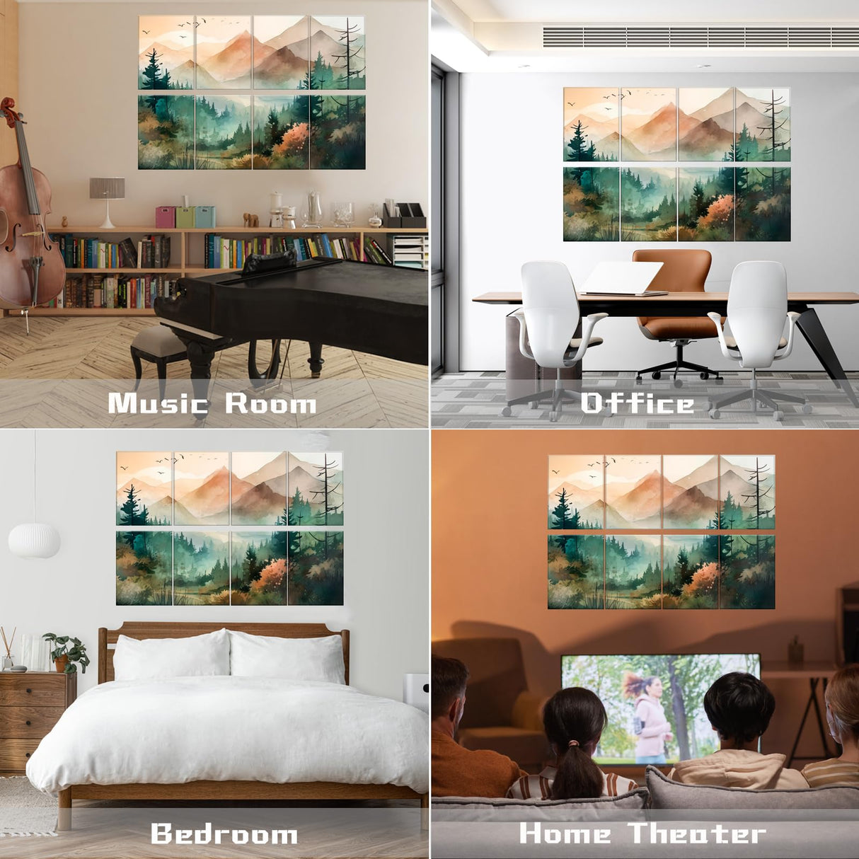 8 Pack Art Acoustic Panels Soundproof Wall Panels, Decorative Sound Dampening Panels Self Adhesive Sound Absorbing Panels for Home Office Gaming Room, 48X32Inches KIOSSUT