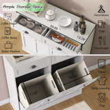 Loomie Double Tilt Out Laundry Hamper Cabinet, Hidden Laundry Cabinet with 2 Drawers & 2 Laundry Storage Baskets, 30 Gallon Trash Can Cabinet, Storage Cabinet for Bathroom, Laundry Room,Kitchen, White Loomie