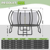 YUMPIE 8FT 10FT 12FT 14FT 16FT Outdoor Trampoline with Enclosure Net and Ladder, Recreational Trampolines for Kids and Adults, Quick Connect Frame, ASTM Approval YUMPIE