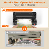 Gasbye 9-Inch Thermal Laminator Machine, World's First Open-Lid Design, Remove Jam in 5s, Auto Shut-Off, NTC Temperature Control, 5 Laminating Sheets for Teacher School Home Office Personal, Black Gasbye