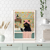 Black Cat 5D Diamond Art Kits for Adults,Funny Animal Diamond Painting Kits for Beginners,Bathing cat Full Drill Diamond Dot,Gem Art Crafts for Adult Wall Decor 12x16inch Canrichshop