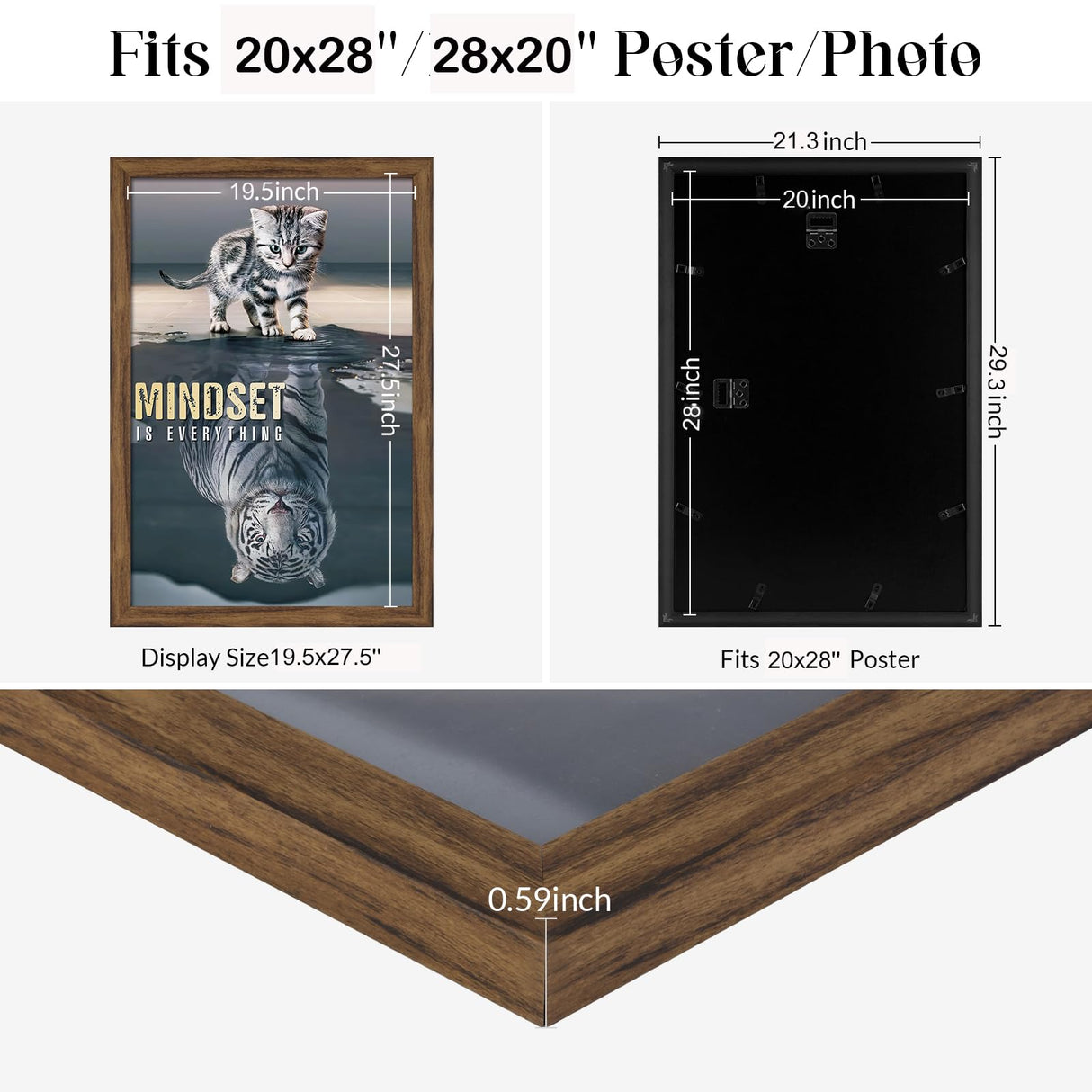 20x28 Frame Rustic Brown, Distressed 28x20 Picture Frame, Art Pic Hanging Poster Frame, 20 by 28 Gallery Family Concert Portrait Wall Photo Frame Anniversary/Birthday/Wedding/Thank you/Christmas Gift JDZIVTOP