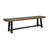 Christopher Knight Home Toby Outdoor Acacia Wood Bench, Sandblast Gray Finish and Black Christopher Knight Home