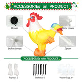 6FT Rooster Inflatables Christmas Spring, Farm Ranch Blow up Animals Cute Chicken, Decorations Outdoor Yard Built-in LED Lights Big Large Decor Party Lawn Holiday Outside DomKom
