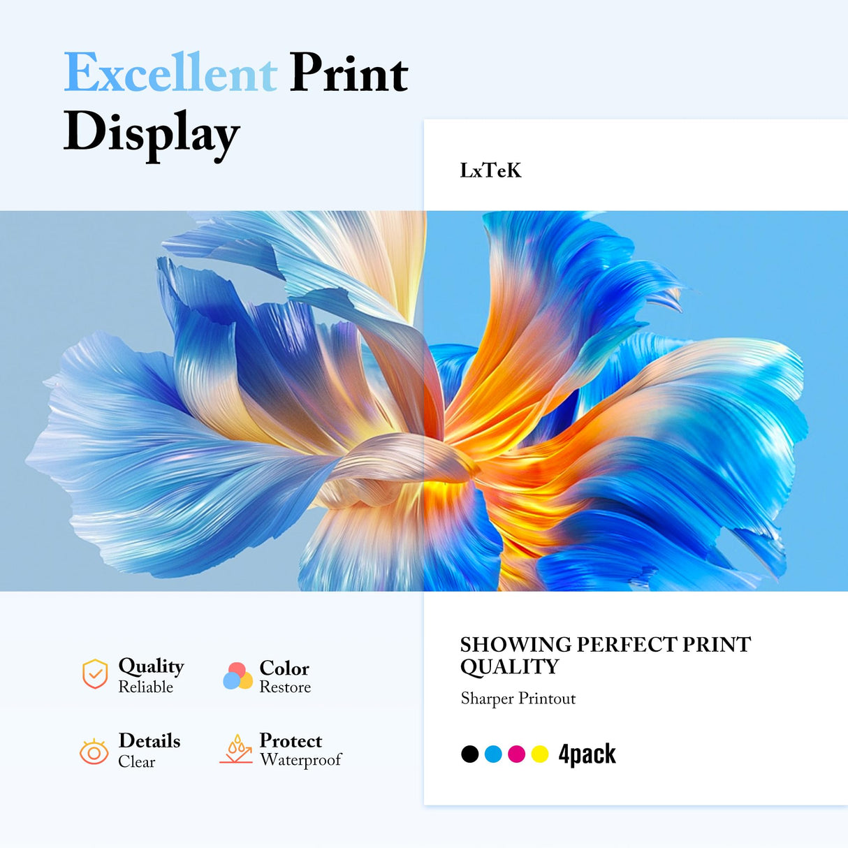 LxTek Compatible Ink Cartridge Replacement for HP 902XL Ink Cartridges Combo Pack, Replacement for HP 902 Ink Cartridges Compatible with Officejet 6978 6968 6962 6958 Printer (4 Pack) LxTek