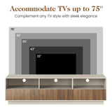 Royalcraft 70" Large TV Stand with Storage and Led Lights, Console Table with 3 Drawers, TV Entertainment Center for up to 75" Television, Wood TV Media Cabinet for Living Room Bedroom, Beige & Walnut RoyalCraft
