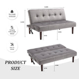 Convertible Futon Sofa Bed, Faux Leather Futon Couch with Adjustable Backrest and Usb Port, Modern Folding Couch For Small Spaces Living Room Sleeper Bed for Living Room,Bedroom,Office (Gray) Klwenas Maec