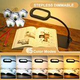 Veemagni 10X Rectangle Magnifying Glass with Light and Stand, Flexible Gooseneck LED Lighted Desk Lamp, 5 Color Modes Stepless Dimmable, Hands Free Magnifier for Reading Crafts Painting Close Work Veemagni