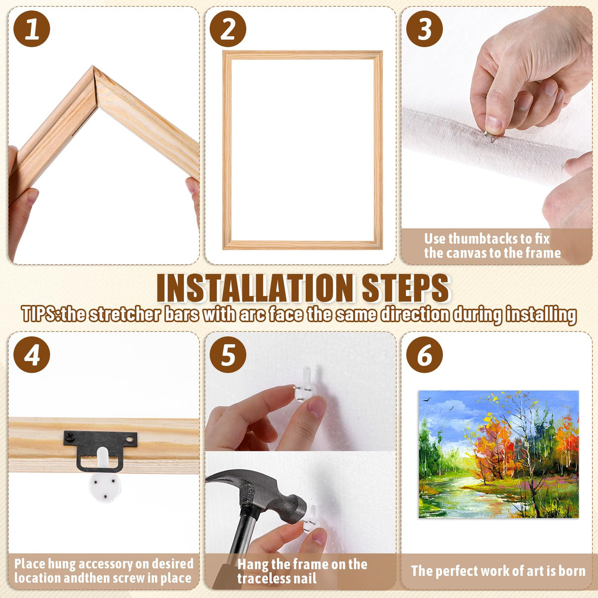 16"X20" Canvas Frame, 2 Set Removable Wood Canvas Stretcher Bars Wooden Frames Kit for Oil Painting, Diamond Art, Paint by Numbers, Posters, DIY Arts Supplies for Artist Zyghjort