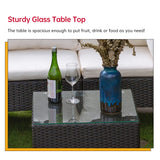 FDW Outdoor Sectional Rattan Chair Wicker Conversation Set Sofas, 5-Piece, Khaki FDW