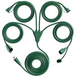 Eversimpleinc 1 to 4 Splitter Extension Cord (Combined 68 FT, End to End 50 FT), 3 Prong Plug with 4 Outlets with Weatherproof Covers for Indoor and Outdoor Holiday Christmas Decroations Eversimpleinc