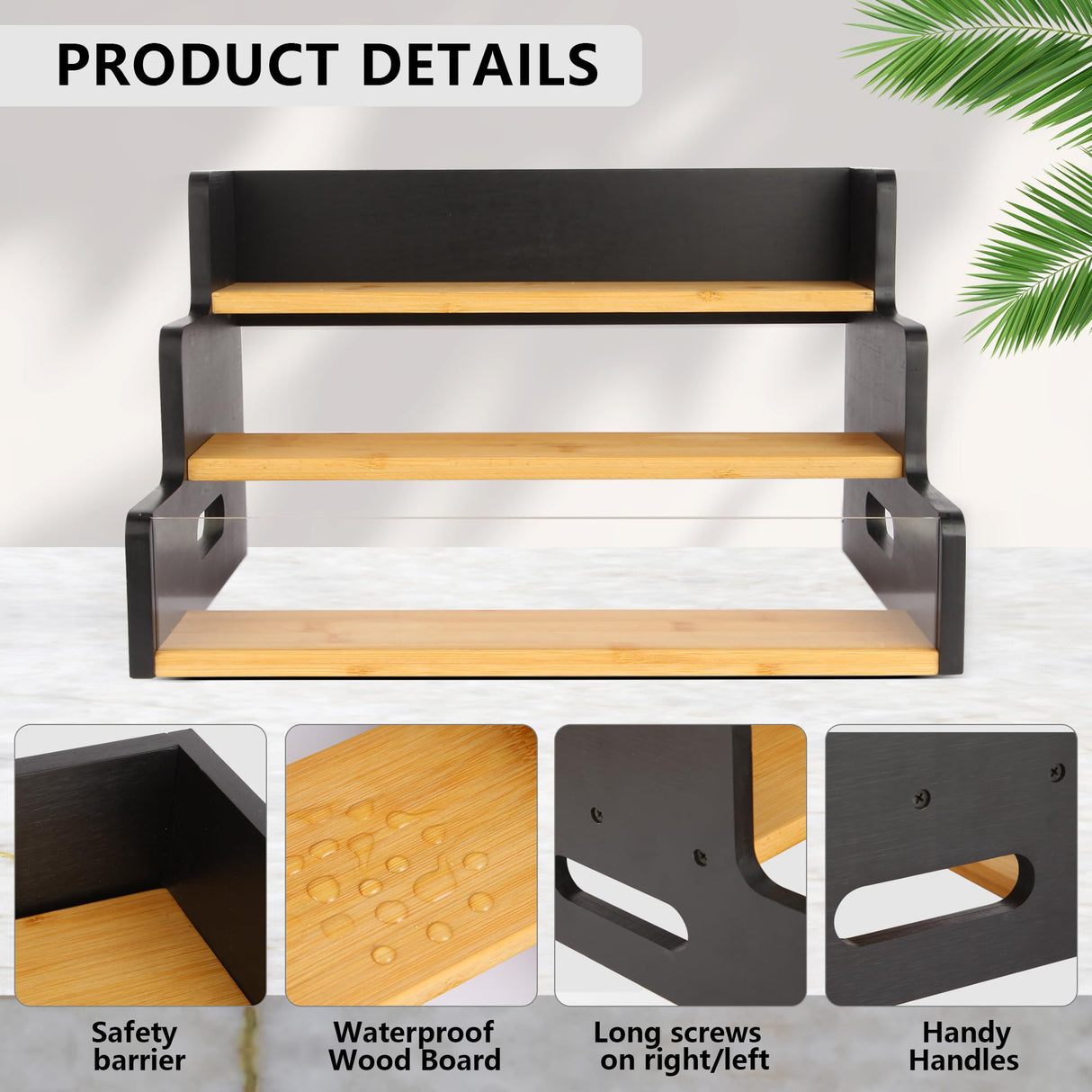 Liquor Bottle Display Shelf, 3 Step Countertop Liquor Wine Rack, Coffee Bar Station Spice Rack Organizer 3-in-1,Bar Bottle Shelves for Liquor Whiskey Wine Coffee Syrup Display, Retro Wine Rack Home smocchy