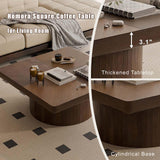 34.6" Square Coffee Table with Cylindrical Leg, Modern Wooden Coffee Table with Solid Wood Veneered, Mid Century Modern Wooden Center Table, Accent Tea Table for Living Room Apartment, Walnut Homora