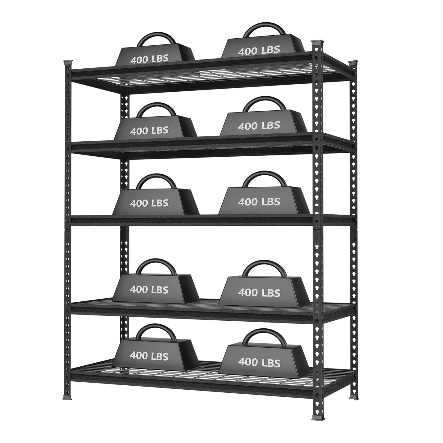 WORKPRO 5-Tier Metal Storage Shelving Unit, 48”W x 24”D x 72”H, Adjustable Storage Rack Heavy Duty Shelf, 4000 lbs Load Capacity (Total), for Garage, Kitchen, Bathroom, Warehouse, Black/Slive - WoodArtSupply