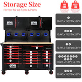 19 Drawers Rolling Tool Chest Large Mobile Workbench Heavy Duty Wood Top Tool Cart on Wheels Mechanic Toolbox Storage Cabinet for Garage, Workshop, Warehouse, Laboratory, with 2 Upper Cabinets WTRAVEL