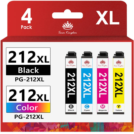 Toner Kingdom Remanufactured 212XL Ink Cartridges Replacement for Epson 212 Ink Cartridges for 212XL T212 T212XL for Expression Home XP-4100 XP-4105 Workforce WF-2830 WF-2850 Printer (4 Pack)