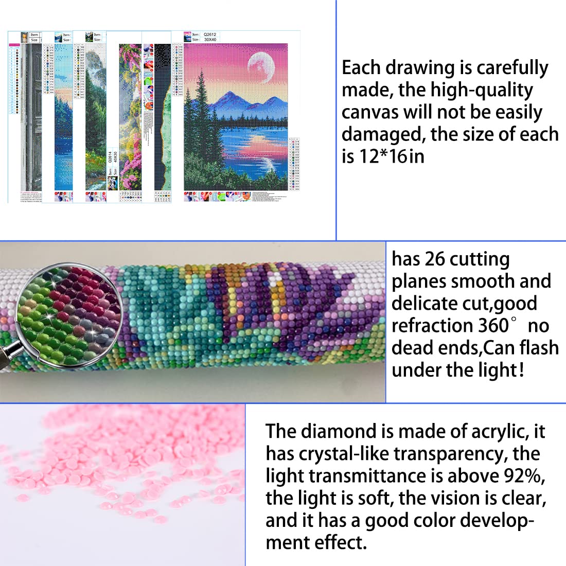 DOTZSO 6 Pack Diamond Painting for Adults 5D Diamond Painting Kit DIY Full Diamond Art kit with Diamond Painting Crystal Art and Craft for Beginners 12x16 inches (Landscape) DOTZSO