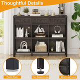 FATORRI Rustic 6 Cube Storage Organizer Bookshelf with 3 Drawers, Short Low Horizontal Bookshelf for Living Room, Industrial Wood and Metal Cubby Bookcase for Home Office (Walnut Brown, 47 Inch) FATORRI