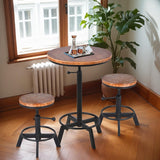 BOKKOLIK Farmhouse Bar Table 30-35.4inch Height Adjustable Rustic Bistro Pub Table for Kitchen Coffee House Vintage Cocktail Table Swivel Wooden Top BOKKOLIK