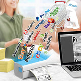 Jiose Thermal Label Printer - 4x6 Label Printer for Small Business Shipping Packages - One-Click Printing on Windows Mac Chrome Systems,Support USPS Shopify Ebay etc (White-Grey) Jiose