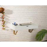 ALIMORDEN Floating Shelf with Drawer,Floating Drawer for Bathroom, White Wall Mounted Desk,Pull Out Drawer, 31 inch Surface, Floating Wall Desk, Hanging Desk, White ALIMORDEN
