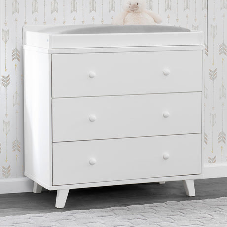 Delta Children Ava 3 Drawer Dresser with Changing Top and Interlocking Drawers - Greenguard Gold Certified, White Delta Children