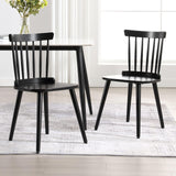 RêveLife Windsor Dining Chair Set of 4 Farmhouse Solid Wood Spindle Back Side Chair Mid-Century Modern Black Armless Kitchen Chair for Dining Living Room Farmhouse Restaurant RêveLife