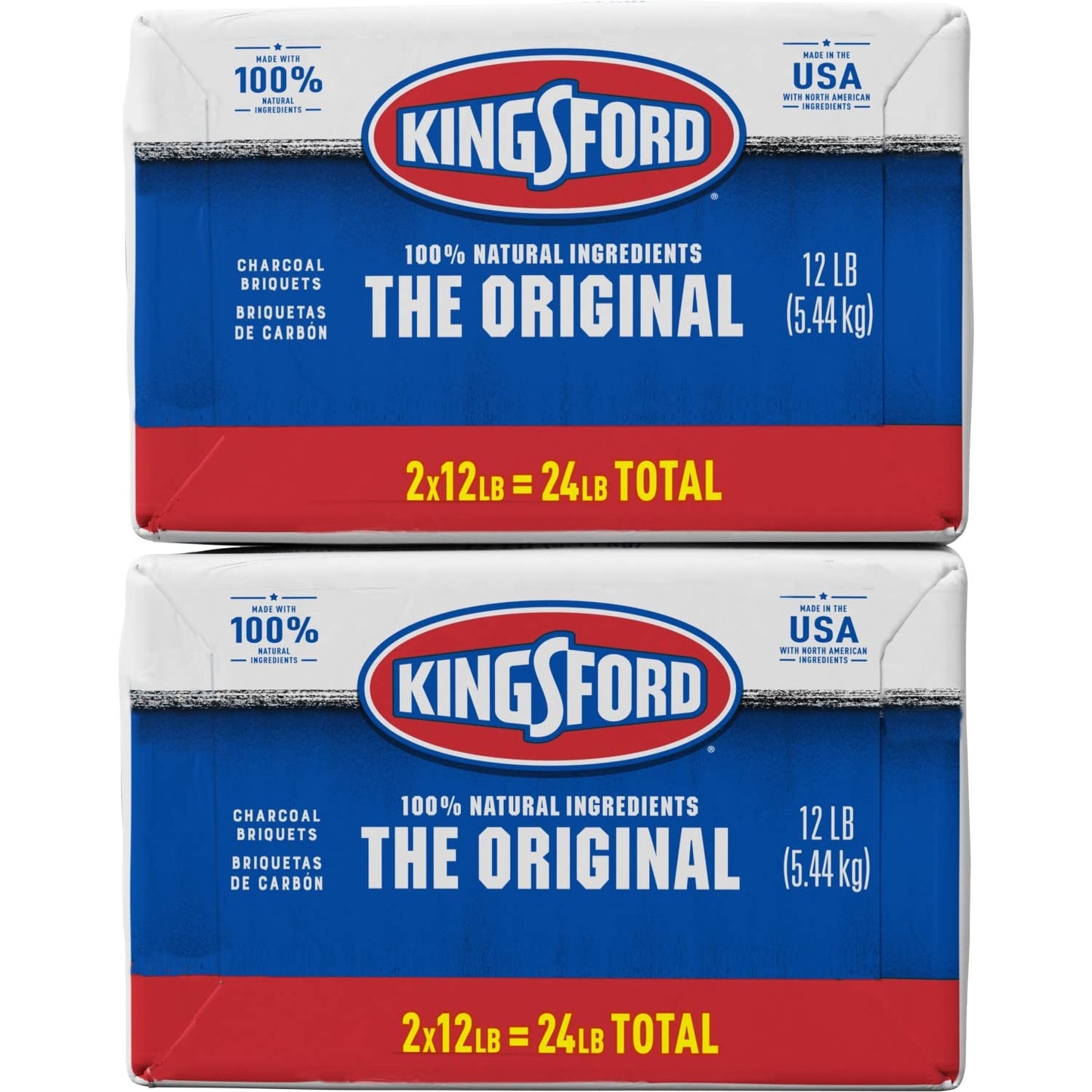 Kingsford Original Charcoal Briquettes, BBQ Charcoal for Grilling 12 Pounds Each (Pack of 2) (Package May Vary)