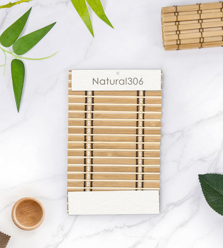 LazBlinds Cordless Bamboo Roman Shades, Light Filtering Window Blinds for Interior Windows, Privacy Roll Up Bamboo Blinds and Shades for Home & Patio, Sample Swatch Kit, Natural306 LazBlinds