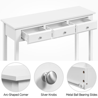 Yaheetech Console Table with 3 Drawers, 42" Entryway Table with Storage Shelves, Narrow Long Sofa Couch Table for Living Room, Hallway, Foyer, Hall, White - WoodArtSupply