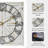 EMAX HOME Large Farmhouse Wall Clock – 24 Inch Square Rustic Wooden Clock with Decorative Reversible Wooden Sign, Perfect for Any Space and Ideal Gift EMAX HOME