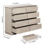 8 Drawer Dressers for Bedroom, Chest of Drawers with Deep Drawers, Large Double Dresser for Closet with Wide Top, Horizontal Wooden Dresser for Living Room, Hallway, Kids Room, Oak GarveeHome