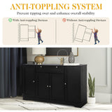 MAIBH 54" Buffet Cabinet with Drawer, Modern Kitchen Pantry Sideboard Storage Cabinets with 4 Doors and Adjustive Shelves, Coffee Bar Cabinet Buffet Table with Large Storage for Living Room (Black) MAIBH