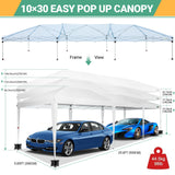COBIZI 10x30 Pop Up Canopy Tent for Parties with 8 Sidewalls Waterproof Commercial Instant Canopy 10x30 Party Tent for Backyard, Wedding Portable Outdoor Gazebo with Carrybag&4 Sandbags(White COBIZI
