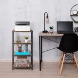 YBING Kitchen Island Cart Utility on Wheels Rolling Cart with Storage Organizer 4-Tier Farmhouse Serving Cart Stand with Wood Tabletop Shelf Units for Bathroom Office Industrial Brown YBING