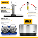 Cooler Keg™ Portable Kegerator Stainless Steel Insulated Cooler Draft System: Refillable Mini Kegs: Draft Beer, Cocktails, Homebrew, Seltzer. Dispenser with Dual taps. 4 CO2 CARTRIDGES Included Cooler Keg