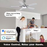 cumilo 52” Smart Outdoor Ceiling Fans LED Lights and Remote,Quiet DC Motor,6 Speed,Dimmable,Indoor Modern Brushed Nickel Ceiling Fan Controlled by WIFI Alexa App,Gray Silver Wood Bedroom Patio Porch cumilo