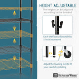 Fencer Wire NSF Commercial Heavy Duty Wire Shelving w/Wheels, Leveling Feet & Liners, Kitchen Storage Shelf, Garage Shelving Storage, Utility Wire Rack Storage Shelves, w/Liner, 60 x 18 x 76 4-Tier Fencer Wire