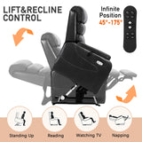 EONIX Dual Motor Lay Flat Power Lift Recliner Chair for Elderly, Faux Leather Electric Lift Chairs for Adults, 400lbs Heavy Duty Power Recliner with Heat Massage Charging Ports, SLRY003, Black EONIX