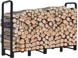 Artibear 8ft Outdoor Firewood Rack, Upgraded Heavy Duty Logs Stand Stacker Holder for Fireplace - Metal Lumber Storage Carrier Organizer, Bright Black Artibear