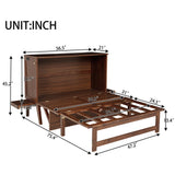 jurmiture Full Size Murphy Bed with USB Port and Removable Shelves on Each Side, Solid Pine Murphy Cabinet Bed for Home Office, Guest Room, Walnut jurmiture