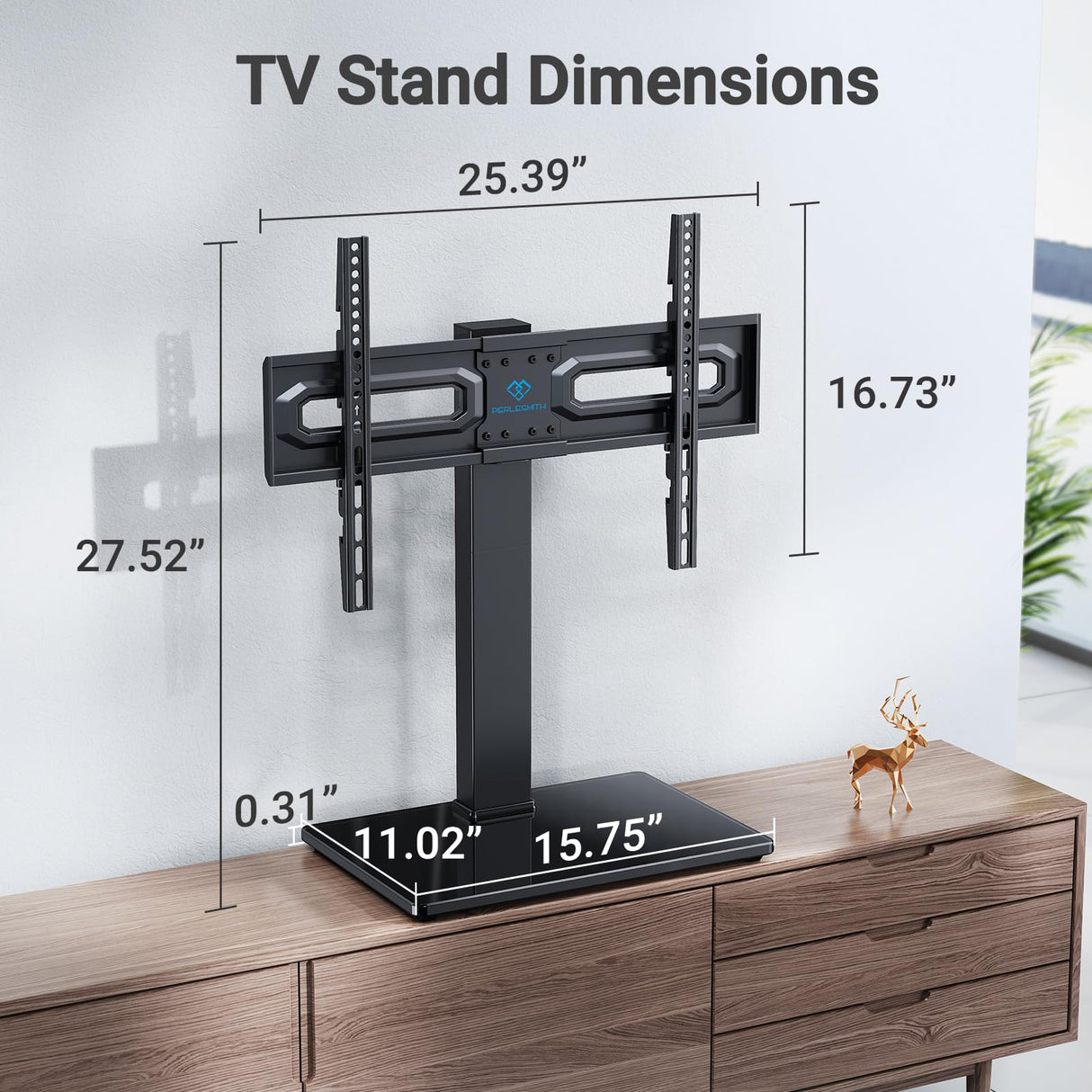 PERLESMITH Universal Swivel TV Stand Mount for 37-82 Inch LCD OLED Flat/Curved Screen TVs-Height Adjustable Table Top TV Stand/Base with Wire Management,VESA 600x400mm up to 99lbs,PSTVS18 PERLESMITH