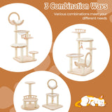 PETSITE 57 Inches Tall Wooden Cat Tree, Multi-Level Cat Tower with Scratching Posts, Space Capsule Bed, Padded Platform and Hanging Ball, Modern Transformable Cat Tree Tower for Indoor Cats Large PETSITE