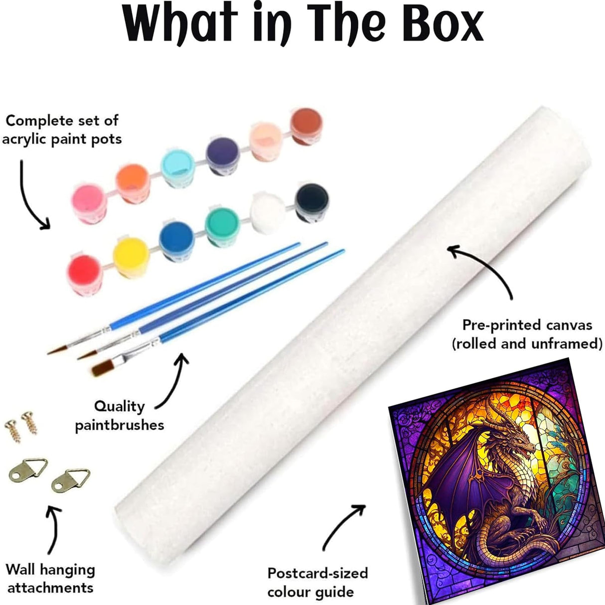 4 Packs Paint by Number for Adults, Animal DIY Acrylic Oil Painting Paint by Numbers Kits on Canvas, Adults Paint by Numbers Kits Drawing Paintwork for Home Decor Gift Dragon 15.7x15.7in KICHANG